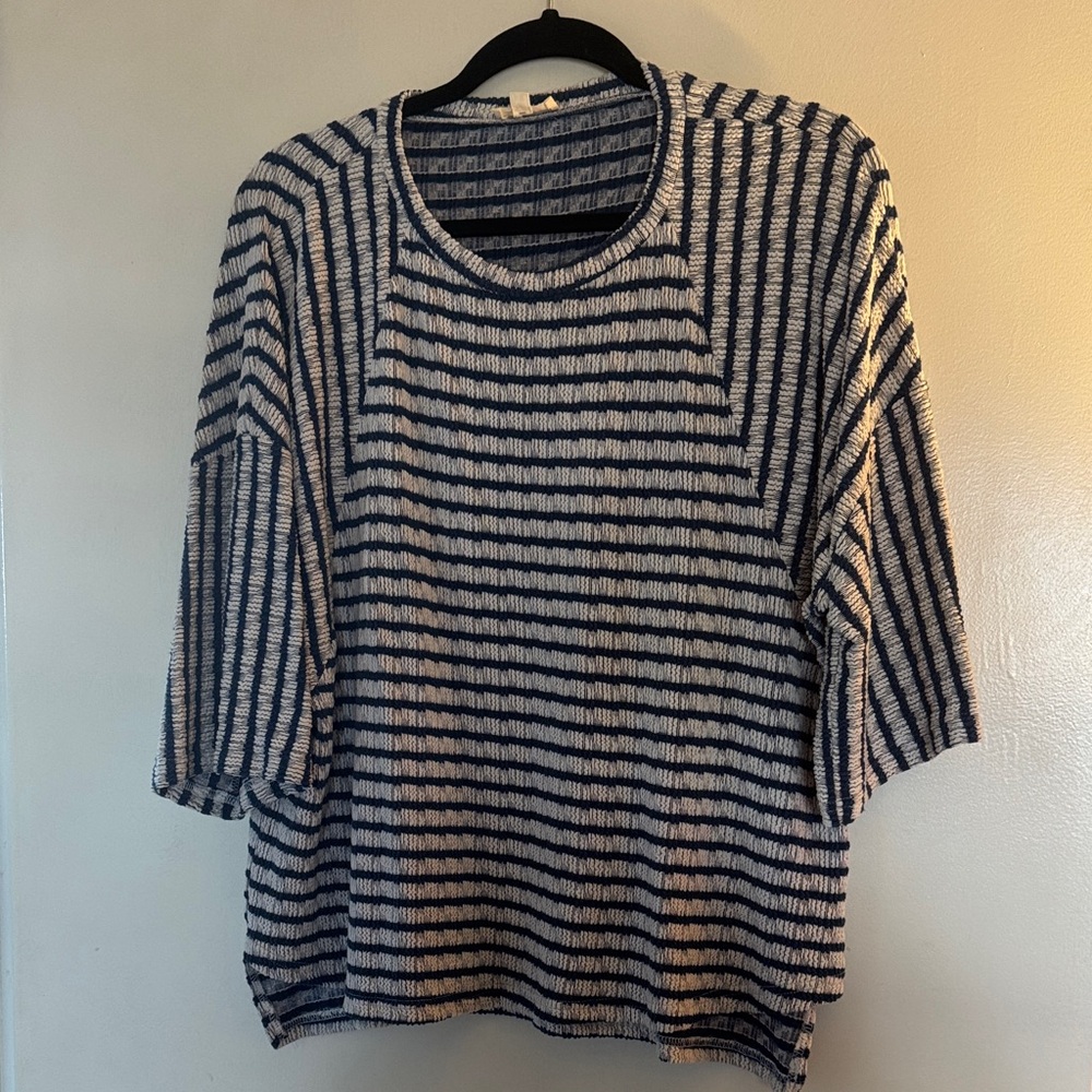 BiBi Navy and White Striped Knit Top